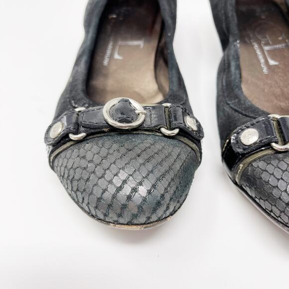 AGL Attilio Giusti Leombruni Snake Cap Toe Hidden Wedge Flats Size 36 1/2 Black - Picture 8 of 13
